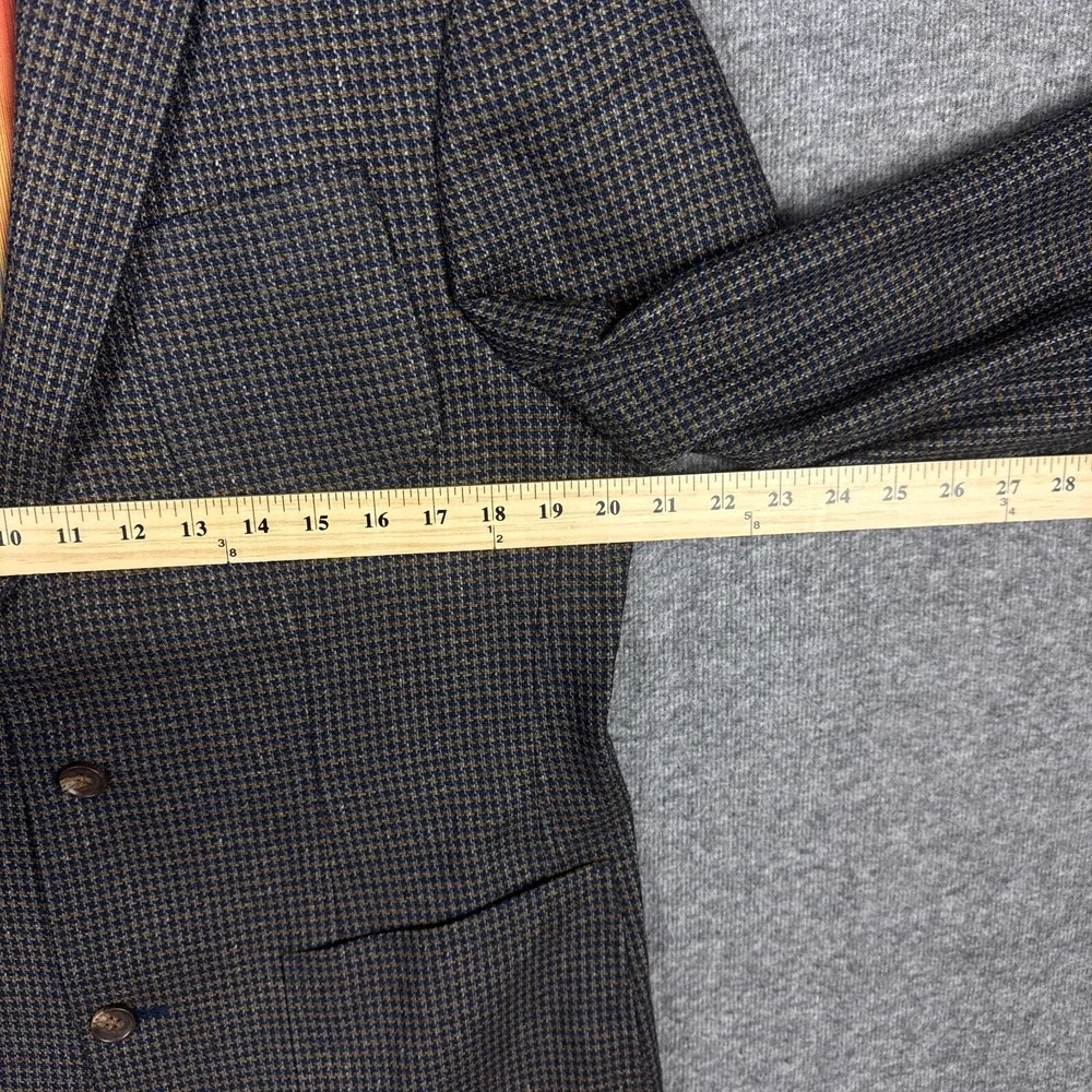 Q by Flynt Sport Coat Blazer Mens 40R Brown Houndstooth Tweed Wool Silk Bateman